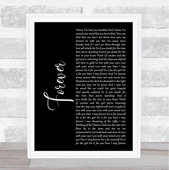 Mumford & Sons Forever Black Script Song Lyric Music Art Print