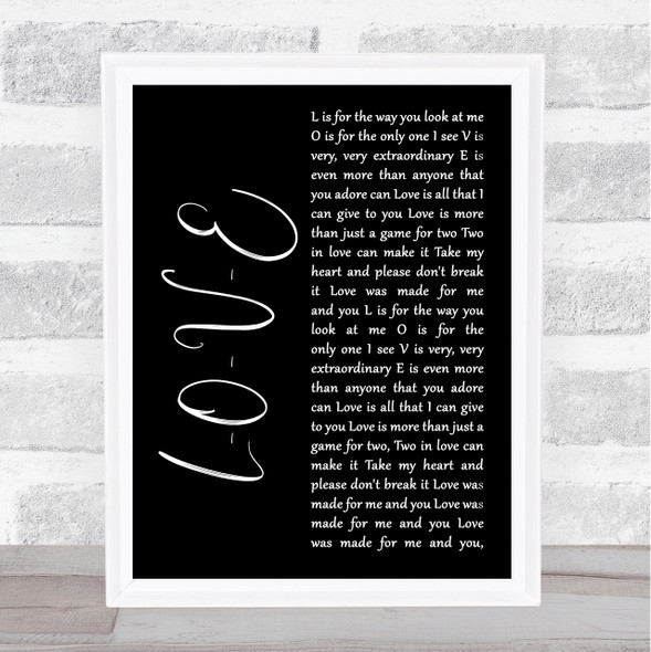 Nat King Cole L-O-V-E Black Script Song Lyric Music Art Print