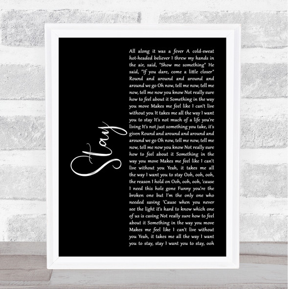 Rihanna Stay Black Script Song Lyric Music Art Print