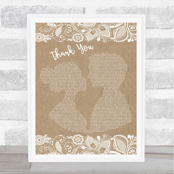 Dido Thank You Burlap & Lace Song Lyric Quote Print