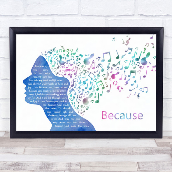 Mario Lanza Because Colourful Music Note Hair Song Lyric Print