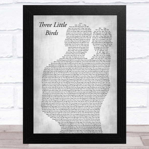 Bob Marley Three Little Birds Father & Baby Grey Song Lyric Music Art Print