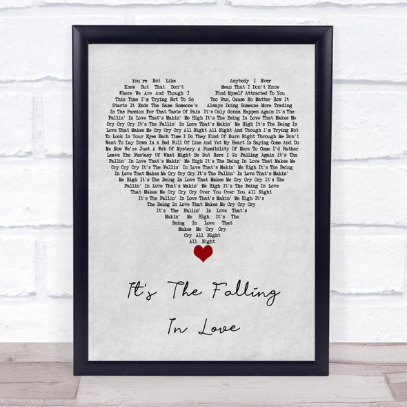 Michael Jackson It's The Falling In Love Grey Heart Song Lyric Quote Music Print