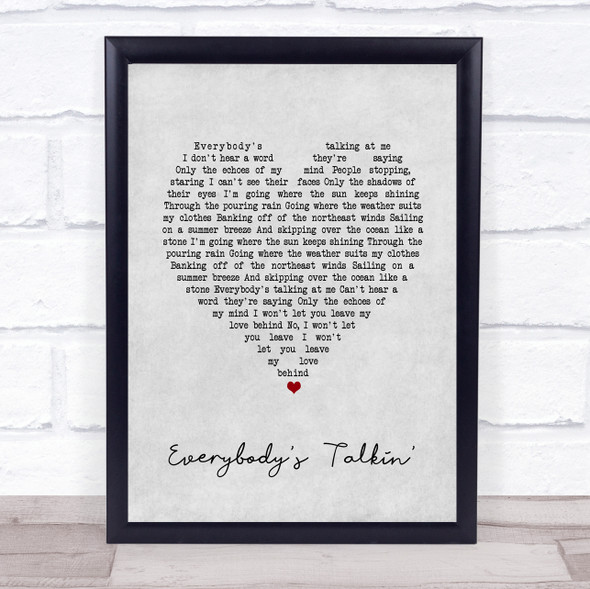 Harry Nilsson Everybody's Talkin' Grey Heart Song Lyric Quote Music Print