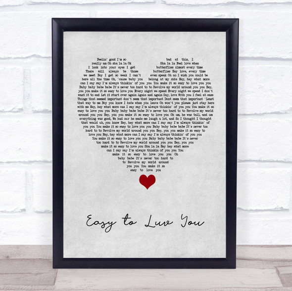 Stacie Orrico Easy to Luv You Grey Heart Song Lyric Quote Music Print