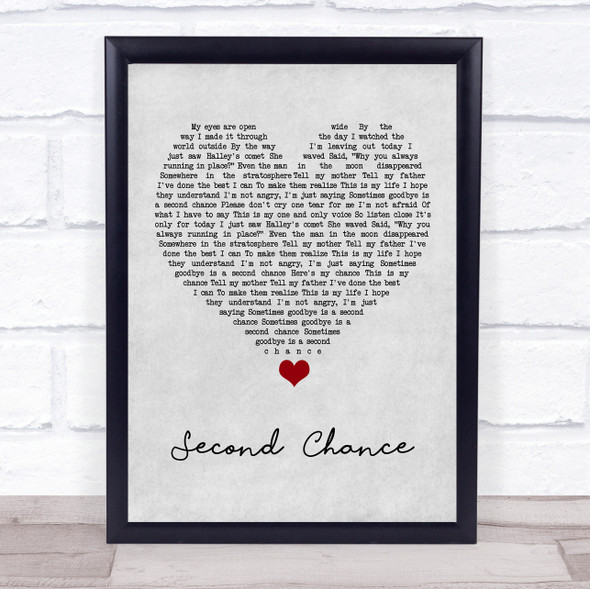 Shinedown Second Chance Grey Heart Song Lyric Quote Music Print