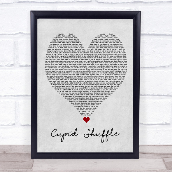 Cupid Cupid Shuffle Grey Heart Song Lyric Quote Music Print