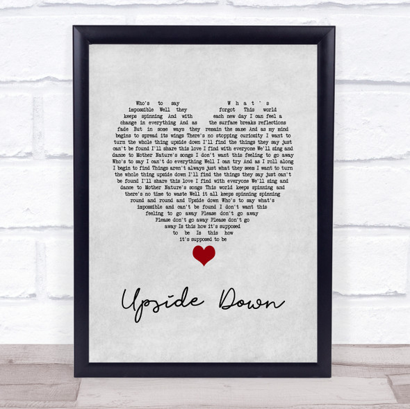 Jack Johnson Upside Down Grey Heart Song Lyric Quote Music Print