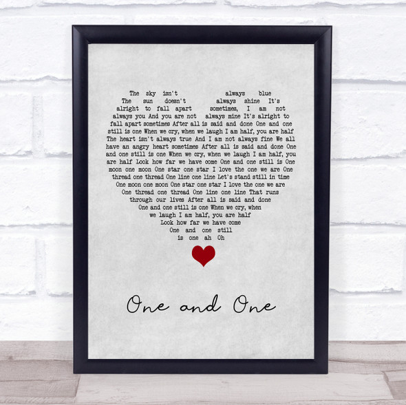 Robert Miles One and One Grey Heart Song Lyric Quote Music Print
