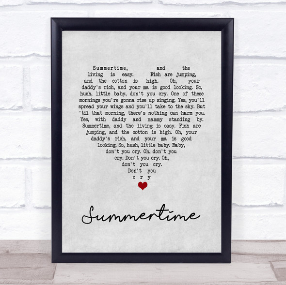 Ella Fitzgerald Summertime Grey Heart Song Lyric Quote Music Print