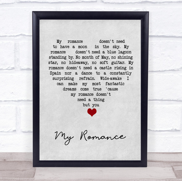 James Taylor My Romance Grey Heart Song Lyric Quote Music Print