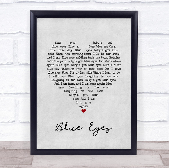 Elton John Blue Eyes Grey Heart Song Lyric Quote Music Print