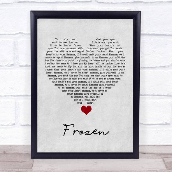 Madonna Frozen Grey Heart Song Lyric Quote Music Print