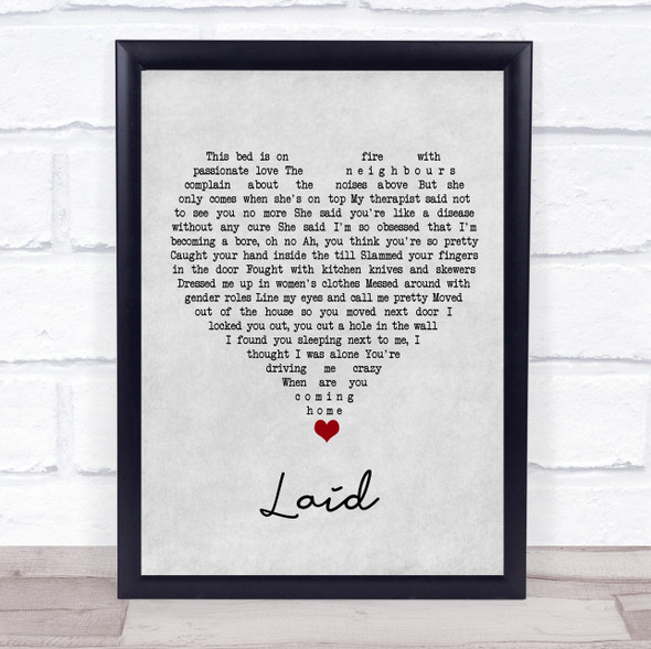 James Laid Grey Heart Song Lyric Quote Music Print