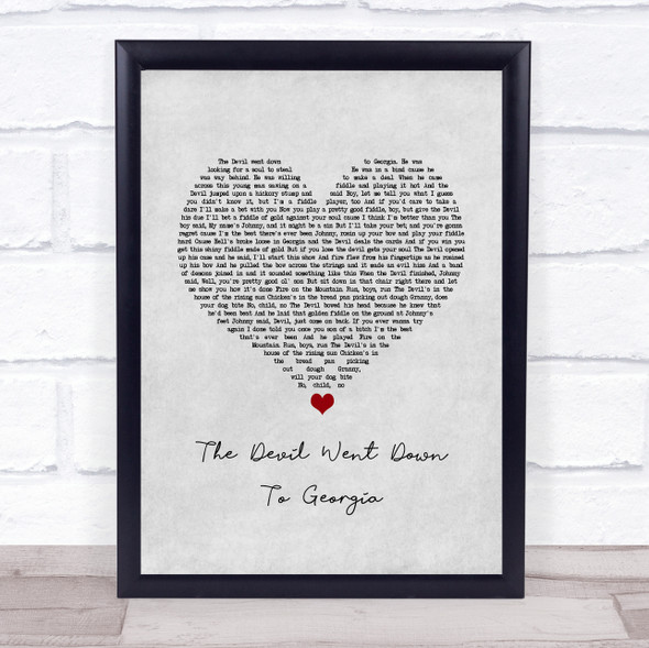 The Charlie Daniels Band The Devil Went Down To Georgia Grey Heart Song Lyric Wall Art Print