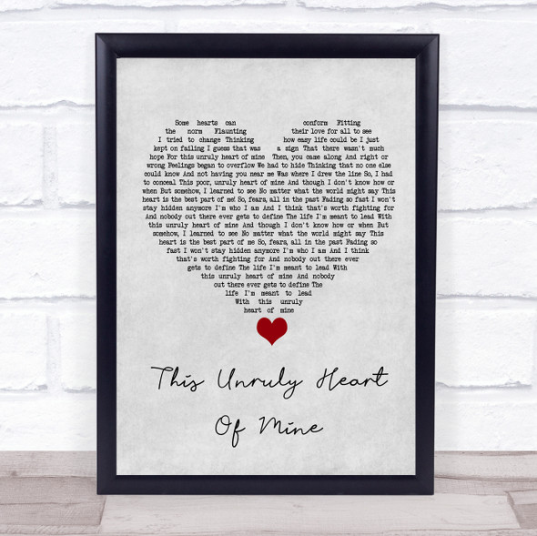 The Prom Musical This Unruly Heart Of Mine Grey Heart Song Lyric Wall Art Print