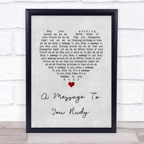 The Specials A Message To You Rudy Grey Heart Song Lyric Wall Art Print