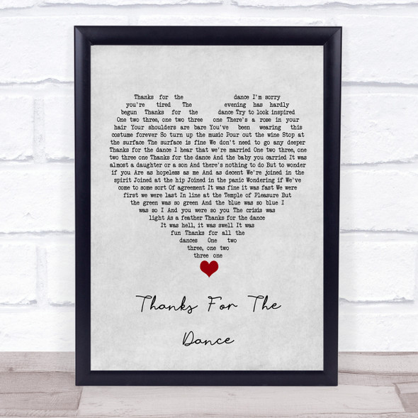 Leonard Cohen Thanks For The Dance Grey Heart Song Lyric Wall Art Print