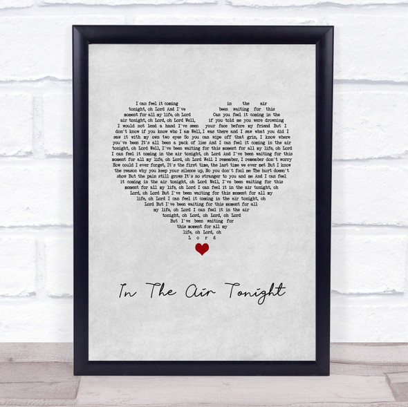 Phil Collins In The Air Tonight Grey Heart Song Lyric Wall Art Print