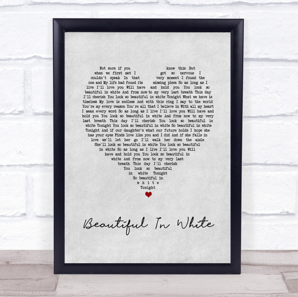 Shane Filan Beautiful In White Grey Heart Song Lyric Wall Art Print