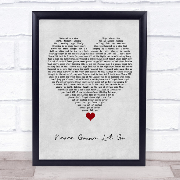 Shinedown Never Gonna Let Go Grey Heart Song Lyric Wall Art Print