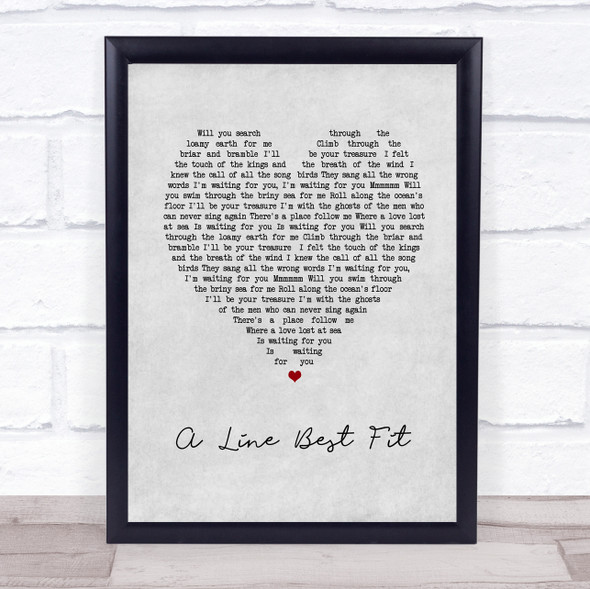 Johnny Flynn A Line Best Fit Grey Heart Song Lyric Wall Art Print