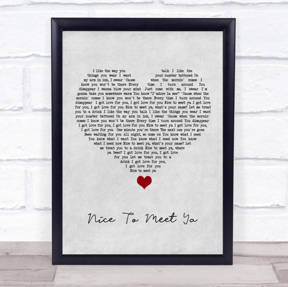 Niall Horan Nice To Meet Ya Grey Heart Song Lyric Wall Art Print