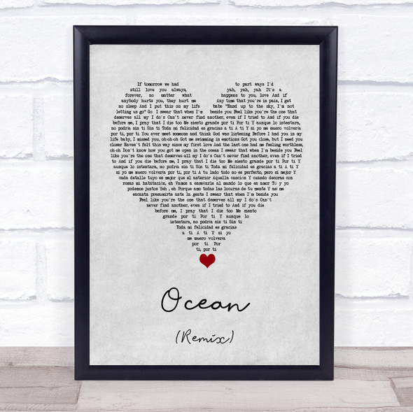 KAROL G & Jessie Reyez Ocean (Remix) Grey Heart Song Lyric Wall Art Print