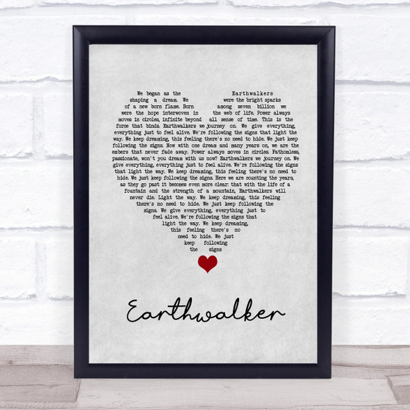 In Hearts Wake Earthwalker Grey Heart Song Lyric Wall Art Print