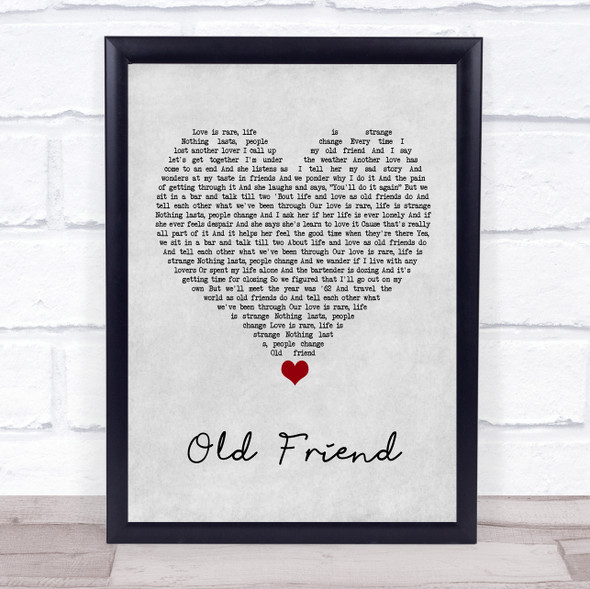 Michael Feinstein Old Friend Grey Heart Song Lyric Wall Art Print