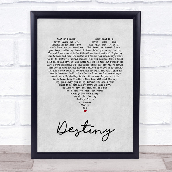 Jim Brickman Destiny Grey Heart Song Lyric Wall Art Print