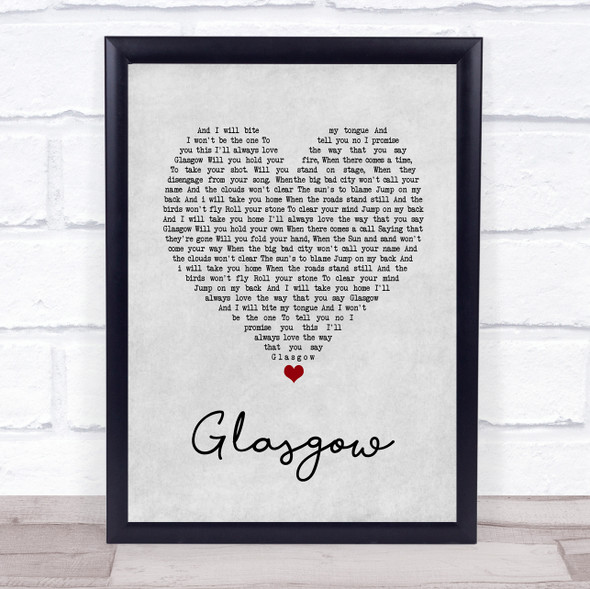 The Snuts Glasgow Grey Heart Song Lyric Wall Art Print