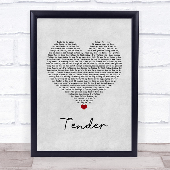 Blur Tender Grey Heart Song Lyric Wall Art Print