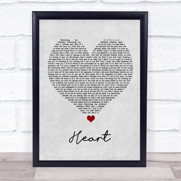 Bugzy Malone Heart Grey Heart Song Lyric Wall Art Print