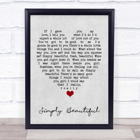 Simply Beautiful Al Green Grey Heart Song Lyric Quote Print