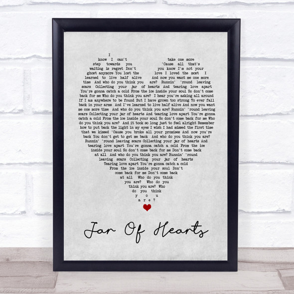 Jar Of Hearts Christina Perri Grey Heart Song Lyric Quote Print