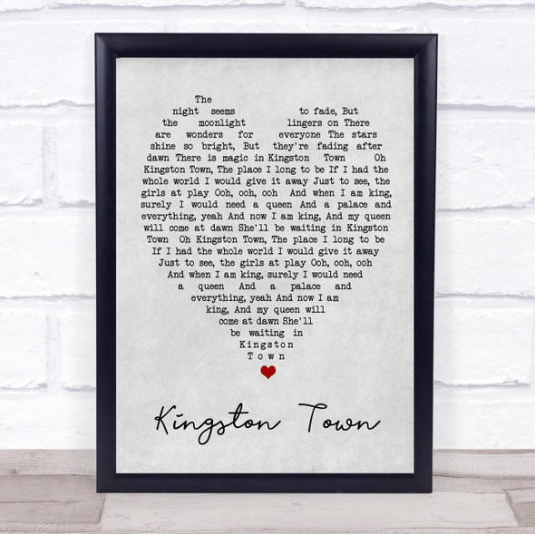 Kingston Town UB40 Grey Heart Song Lyric Quote Print