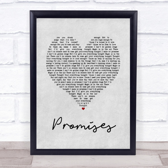 Calvin Harris and Sam Smith Promises Grey Heart Song Lyric Quote Print
