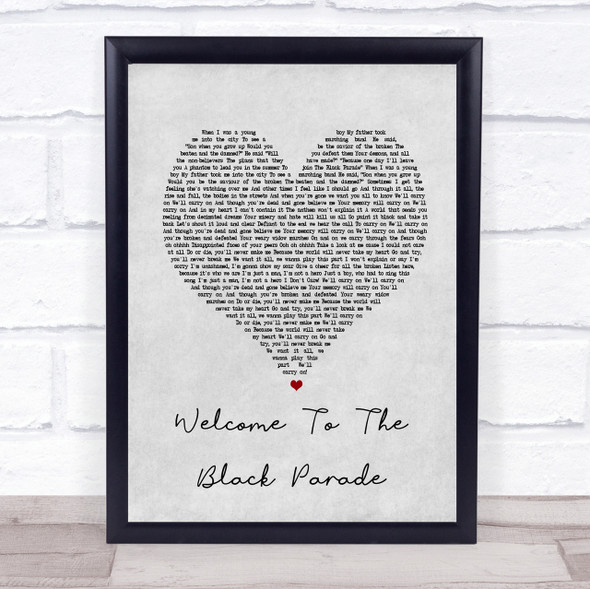 My Chemical Romance Welcome To The Black Parade Grey Heart Song Lyric Print