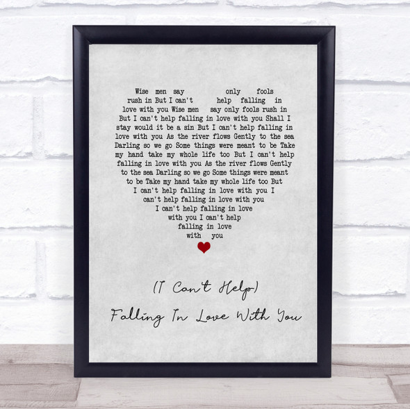 UB40 (I Can't Help) Falling In Love With You Grey Heart Song Lyric Quote Print