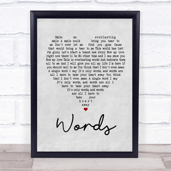 Bee Gees Words Grey Heart Song Lyric Quote Print