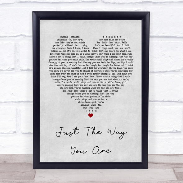 Bruno Mars Just The Way You Are Grey Heart Song Lyric Quote Print