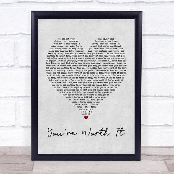 Cimorelli You're Worth It Grey Heart Song Lyric Quote Print