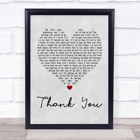 Dido Thank You Grey Heart Song Lyric Quote Print