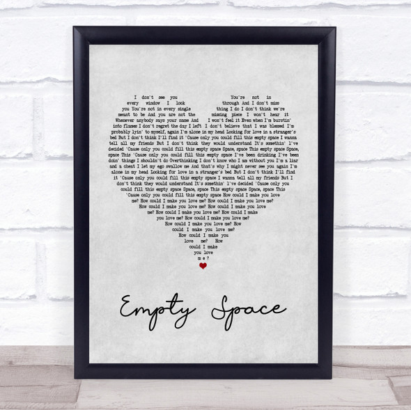 James Arthur Empty Space Grey Heart Song Lyric Quote Print