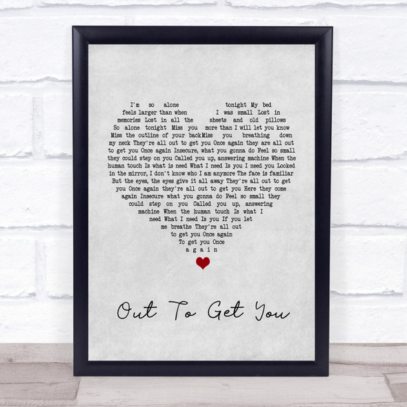 James Out To Get You Grey Heart Song Lyric Quote Print