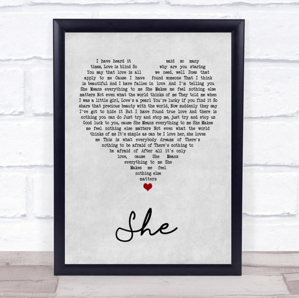 Jen foster She Grey Heart Song Lyric Quote Print