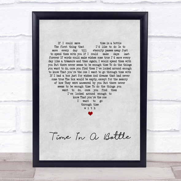 Jim Croce Time In A Bottle Grey Heart Song Lyric Quote Print