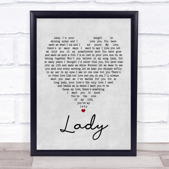 Kenny Rogers Lady Grey Heart Song Lyric Quote Print