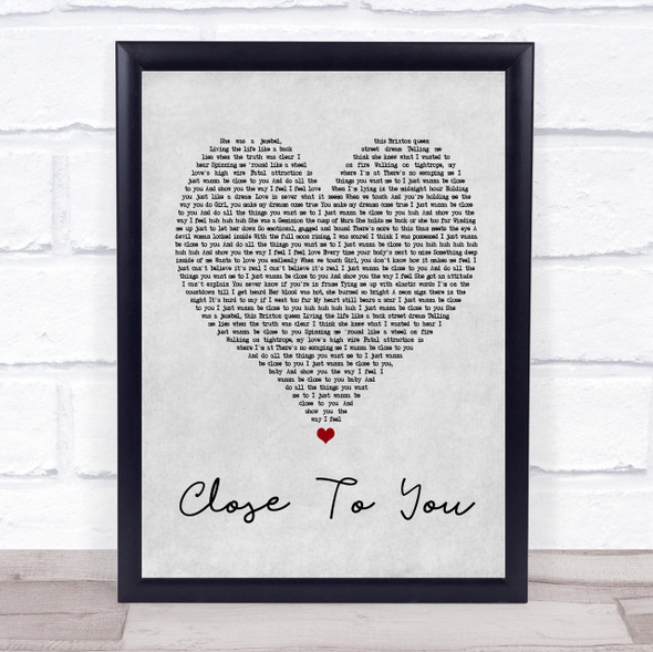 Maxi Priest Close To You Grey Heart Song Lyric Quote Print